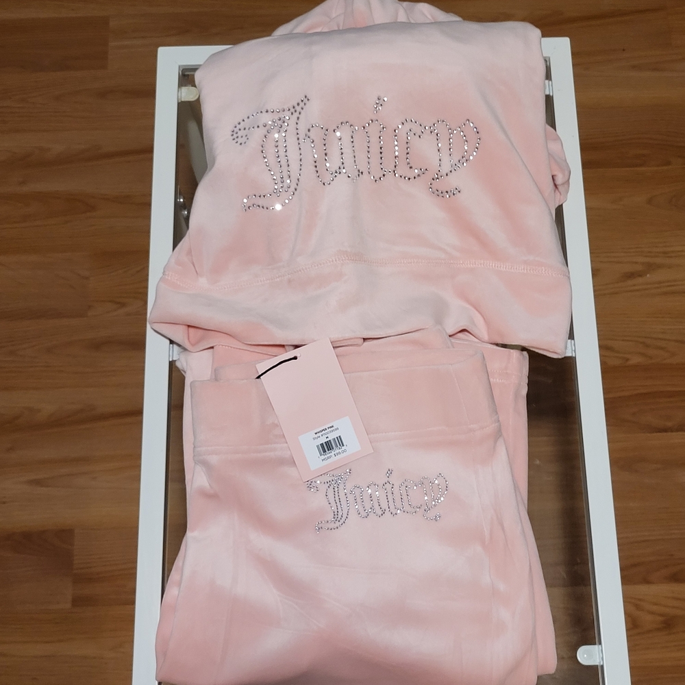 Juicy Couture Light Pink Velour Set with Rhinestones